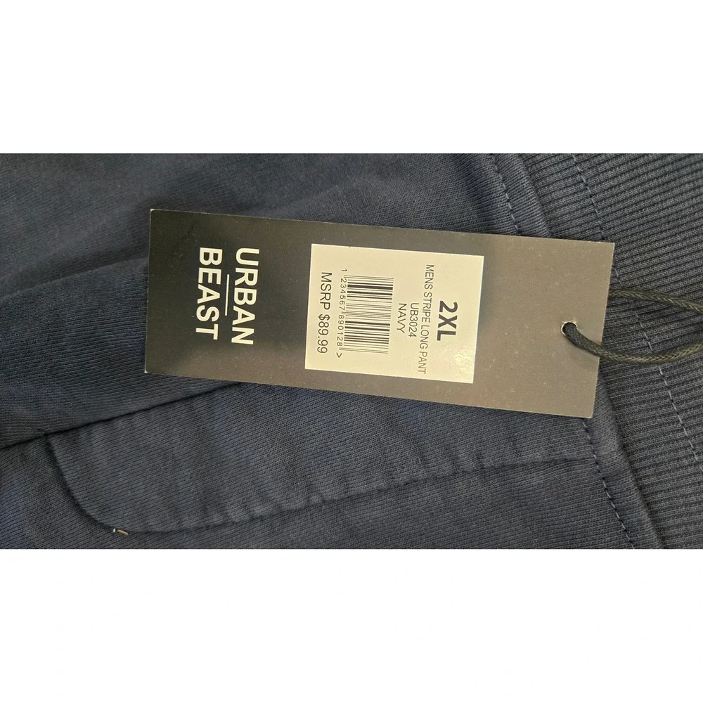 Urban Beast Mens Stripe Long Pant Navy Blue Sweatpants 2XL UB3024 NEW